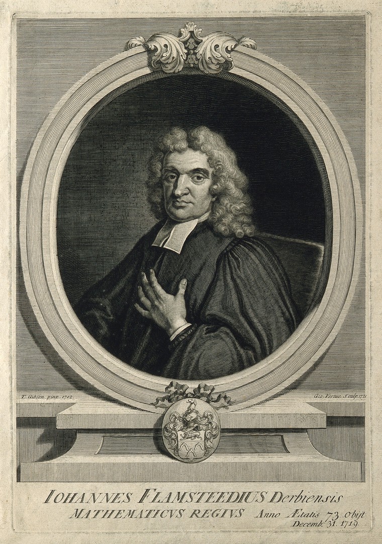 John Flamsteed. Line engraving by G. Vertue, 1721, after T. Gibson, 1712.
Credit: Wellcome Collection. CC BY John Flamsteed