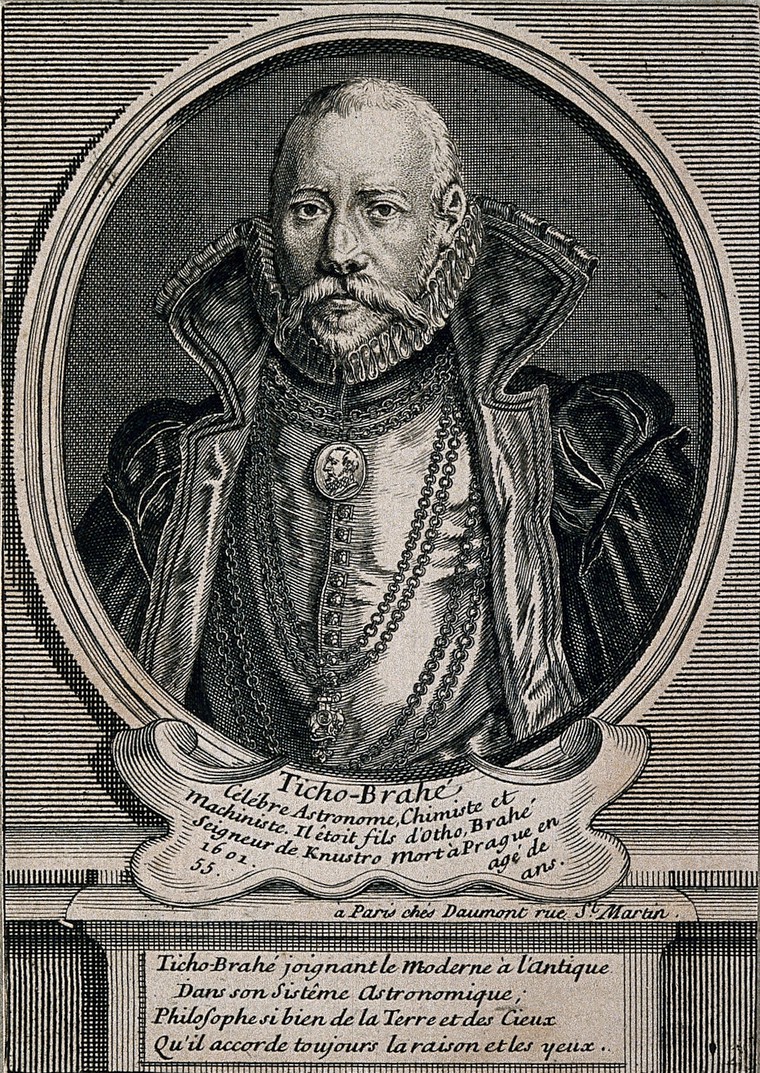 Tycho Brahe. Line engraving after T. Gemperlin, 1586.
Credit: Wellcome Collection. CC BY Tycho Brahe